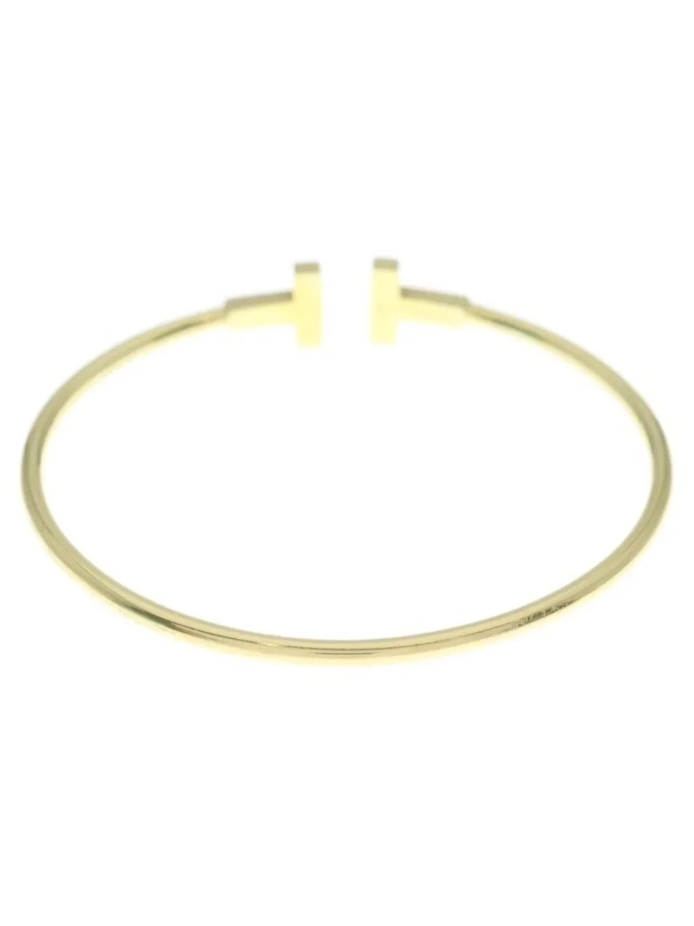 Tiffany & Co T Wire Wide Bracelet Bangle Yellow Gold
